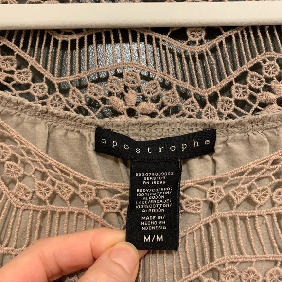 Apostrophe Puff Sleeve Top Taupe Blouse - Picture 5 of 5